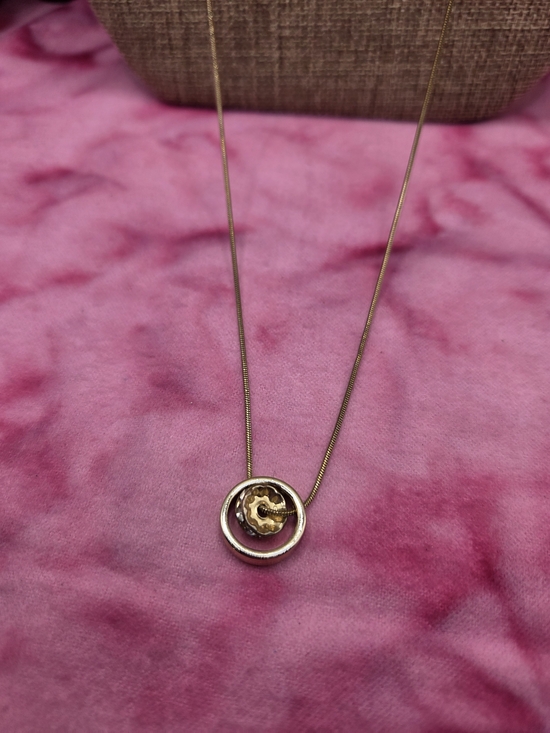 1070. Express Gold-Tone Double Layer Necklace with Circular Pendant - Picture 2 of 5